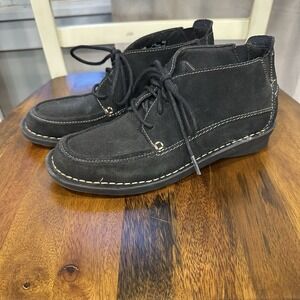 Clarks Bendables Nikki Women's 8.5M Black Suede Lace Up‎ Chukka Ankle Boots